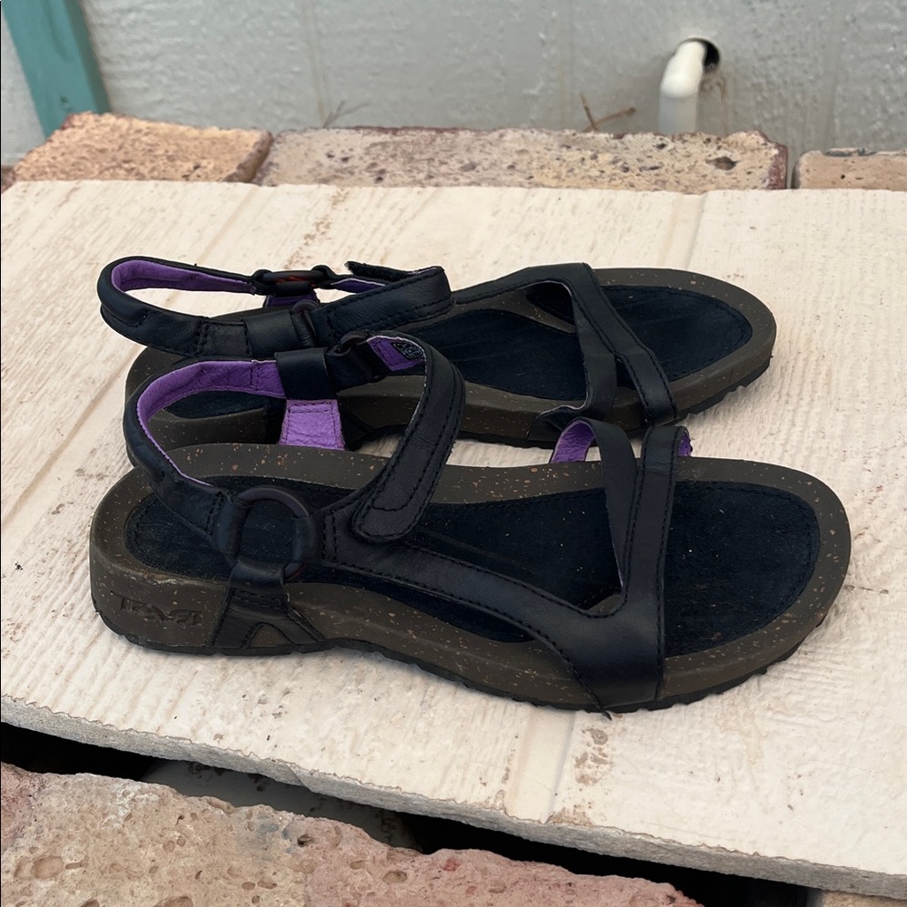 Teva Cabrillo Universal Leather Wedge Sandals Ankle Strap Cork Wedge Size 5.5